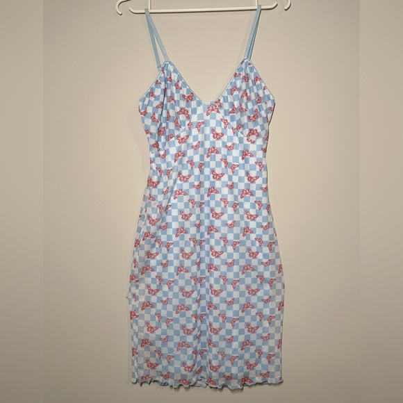 Forever 21 Blue checkered dress with butterflies - Picture 1 of 2